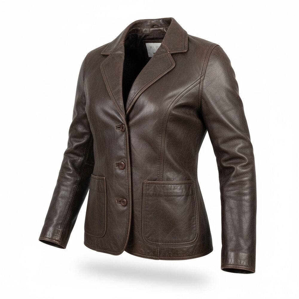 VTG Wilson’s Leather Maxima Brown Blazer Size M Timeless Capsule Wardrobe